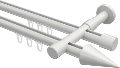 Produktbild von Interdeco Innenlaufstange / Gardinenstange mit Innenlauf Weiß, Typ Prestige Savio (Kegel), 20 mm Ø 2-läufig, 140 cm