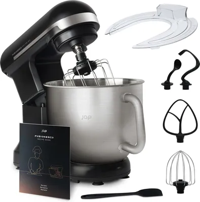 Image de JAP MasterMix Robot Pâtissier - Batteur Électrique Cuisine - Parfait pour mélanger et pétrir - Avec livre de recettes - corps en métal - Noir