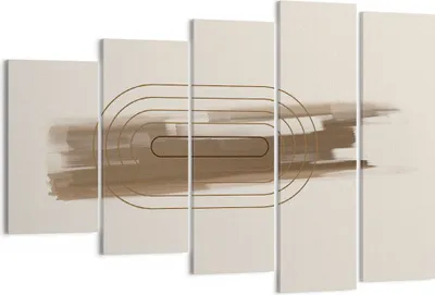 Produktbild von Bild auf Leinwand - Leinwandbild - 5 Teile - Abstraktion Oval Braun - 150x100cm - Wand Bild - Wanddeko - Wandbilder - Leinwanddruck - Bilder - Wanddekoration - Leinwand bilder - EG150x100-4295