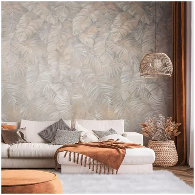 Immagine prodotto di Profhome 392621-GU Fotovliestapete Palmen braun beige creme-weiß grau 1,59 m x 2,8 m