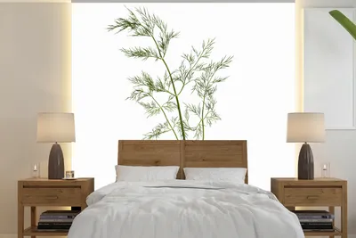 Produktbild von MuchoWow® Fototapete für Wohnzimmer oder Schlafzimmer Wandtapete Vinyl Motivtapete Kräuterzweig mit weißem Hintergrund - 260x260 cm - Papiertapeten