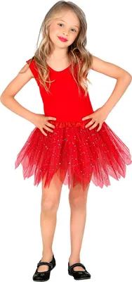 Produktbild von Glitzer Tütü Petticoat für Kinder | 30cm Farbe: Rot