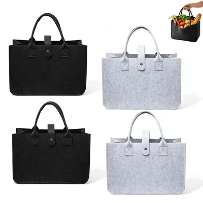 Productafbeelding van Vilt tas, boodschappenmand, 4 stuks, grijs/zwart, 30x20x18 cm