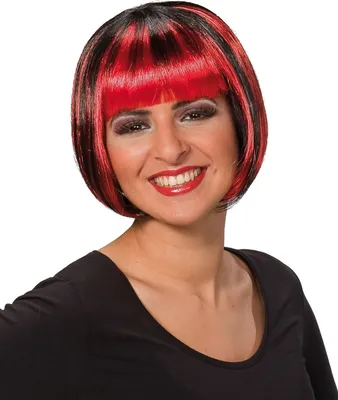 Produktbild von Rot-Schwarze Damen Bob Perücke mit Pony