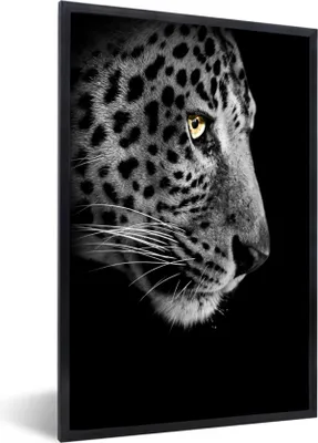 Produktbild von MuchoWow® Gerahmtes Poster Leopard - Fell - Tier 60x90 cm - Poster mit Schwarzem Bilderrahmen Wandposter Rahmen Foto Bilder - Kunst