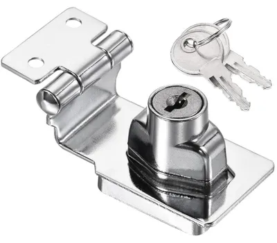 Produktbild von 90 Grad Türschloss Haspe Riegel Edelstahl mit gleichen Schlüsseln 2.5 Inch Silber