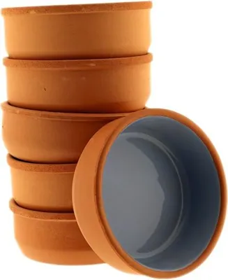 Obrázek produktu pro Hliněné misky na tapas, güvec nebo gratinované pokrmy - sada 6 kusů, ø12 x 4 cm modrá