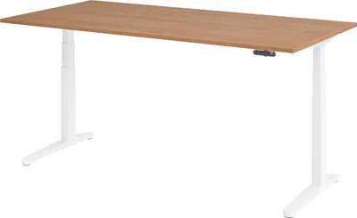 Produktbild von bümö Schreibtisch elektrisch XBHM - Nachbildung: Nussbaum, Größe:  200 x 100 cm, Gestell: Weiß