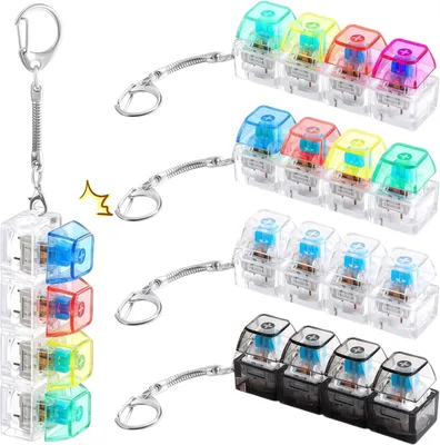 Produktbild von 4 Stück Tastatur Fidget Toys Set,Durchscheinendes Keyboard Fidget Toy Tastatur Stressabbau Erwachsene Fidget Tastatur Anhänger Schlüsselanhänger