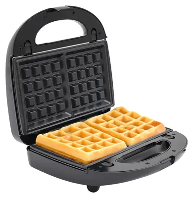 Produktbild von Multifunktionales Sandwichmaker-Gerät - 8-in-1 Frühstücksgerät - Wechselplatten mit Donutform - 8 Backeinsätze - Antihaft 750 W 220-240 V - Schwarz