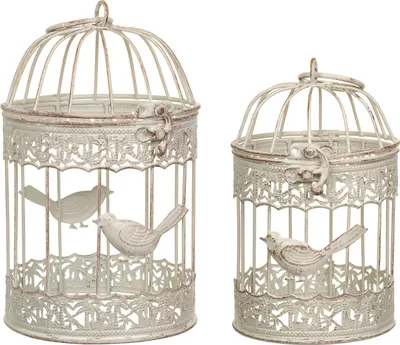 Zdjęcie produktu dla Klatka do sadzenia ozdobna klatka dla ptaków zestaw 2 klatek dla ptaków w stylu shabby antique