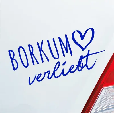 Produktbild von Auto Aufkleber Borkum verliebt Herz Insel Nordsee Liebe Car 19x9 cm Dunkelblau Sticker Heckscheibenaufkleber