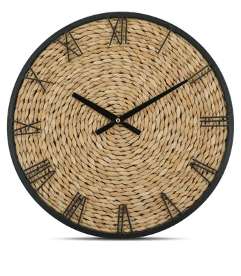 Zdjęcie produktu dla IvoQ Zegar ścienny - pleciona trawa morska - cichy mechanizm kwarcowy - 40 cm - rustykalny i nowoczesny design