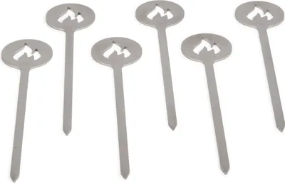 Produktbild von Burgerspieß 6er Set - extra lang aus geschliffenem Edelstahl mit stylischem Flammenlogo - Germany
