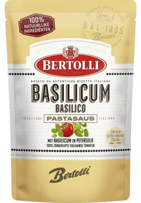 Image de Bertolli Basilicum Sauce 460 ml - Sauce aromatique au basilic italien pour pâtes et pizza