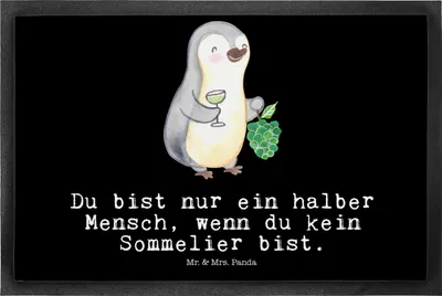Produktbild von Mr. & Mrs. Panda Schmutzfangmatte Sommelier Herz 50 x 75 cm - Schwarz - Geschenk, Fussmatte, fußmatte, Fußabstreifer, Schmutzmatte, Fußabtreter
