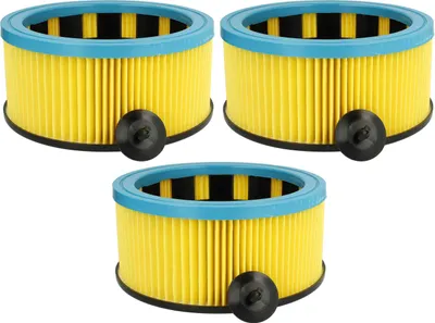 Produktbild von vhbw 3x Faltenfilter kompatibel mit Eibenstock SS140, SS1200 Staubsauger - Patronenfilter Gelb Schwarz Blau Abwaschbar