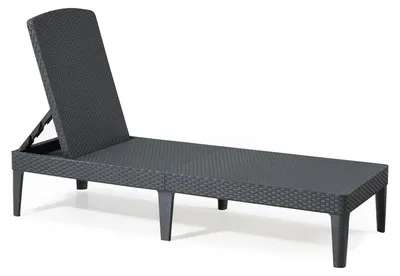 Image de Jaipur - Bain de soleil plat en poly rotin anthracite