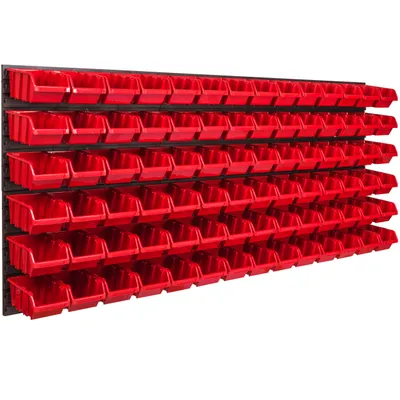 Image de Panneau à outils mural 173,4 x 78 cm avec 84 pcs. Boîtes suspendues Boîtes rouges Système de stockage