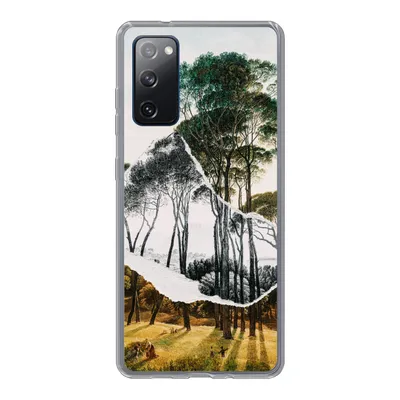 Produktbild von MuchoWow® Handyhülle Schutzhülle Hülle für Samsung Galaxy S20 FE Italienische Landschaft Schirmkiefern - Kunst - Hendrik Voogd - Malerei - Schwarz-Weiß - Alte Meister Silikon Softcase Handy Hülle - Abdeckung