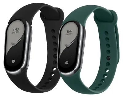 Produktbild von kwmobile 2x Uhrenarmband für Xiaomi Mi Band 10 / Mi Band 9 / 8 Armband - Fitnesstracker Band Set aus TPU Silikon - Ersatzarmband Smartwatch - Schwarz