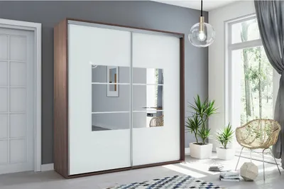 Produktbild von Kleiderschrank mit Spiegel 230/245 ANASTACIO – Schokolade / weiß