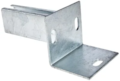 Imagen del producto de Placa de acero galvanizado para fijación de postes, 94 x 100 mm, compatible con postes de 60 x 40 mm, montaje con tornillos
