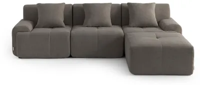 Image de Canapé d'angle modulaire 3 places MILYSOFA SOFAMOUS avec méridienne, tissu chenille marron cendré