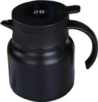Produktbild von Teekanne mit Teesieb, Teekanne mit Filter für losen Tee, Edelstahl-Teekanne/Kaffeekanne mit Temperaturanzeige,Black