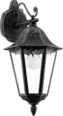 Produktbild von EGLO Außen-Wandlampe Navedo, 1 flammige Außenleuchte, Wandleuchte aus Aluguss in Schwarz mit Silber-patina, und Glas, E27 Fassung, IP44