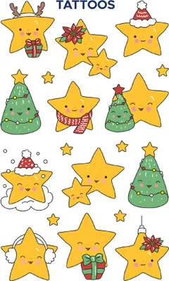 Produktbild von ZDesign KIDS Weihnachts-Tattoos "Sterne" 1 Blatt à 12 Tattoos