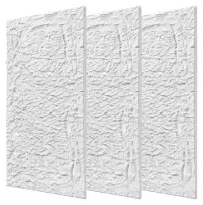 Produktbild von UISEBRT Dicke Wandpaneele in natürlicher Steinoptik, 5 cm Materialstärke, 4 Stück Reinweiß strukturierte Innenverkleidung, Modell B