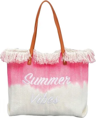 Produktbild von BOHO Strandtasche mit Quasten rosa ombre TP14R