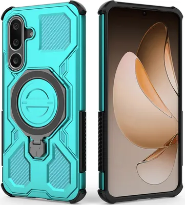 Obrázek produktu pro Odolný kryt na mobil pro Samsung Galaxy M56, robustní pouzdro s prstenovým stojánkem, magnetický držák a stojánkem mátově zelená