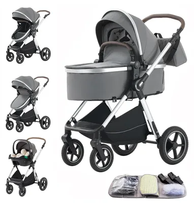 Produktbild von Kinderwagen, kompaktes Design, anpassbare Funktionen, dunkelgrau