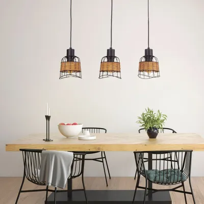 Produktbild von Hängeleuchte, Käfig-Design, Metall, Rattan, B 57 cm
