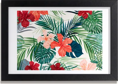 Produktbild von Bild 30x20 MDF-Rahmen, Wandkunst tropische Blumen