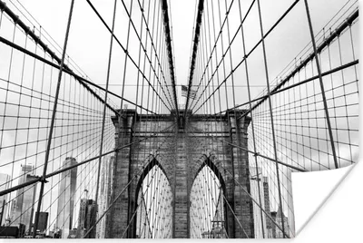 Produktbild von MuchoWow® Poster Brücke - Architektur - Schwarz - Weiß - USA 60x40 cm - Schlafzimmerdekoration