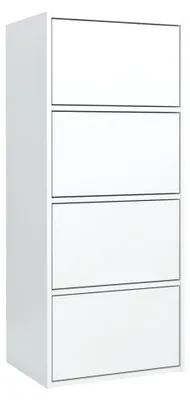 Produktbild von Mobelsta Kommode mit 4 Türen Weiß 50x39x120 cm, Schuhschrank Hoch, Wohnzimmer Schrank, Flur Kommode, Mordern Furniture