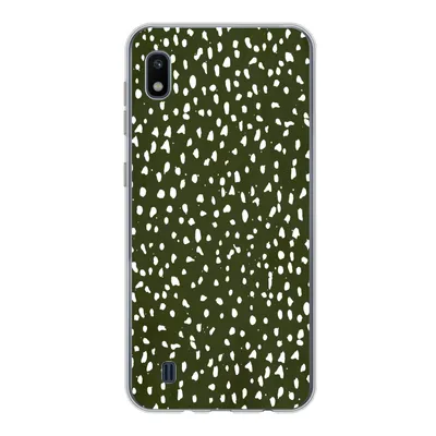 Produktbild von MuchoWow® Handyhülle Schutzhülle Hülle für Samsung Galaxy A10 Polka dots - Weiß - Schwarz Silikon Softcase Handy Hülle - Schutzhülle