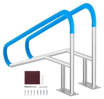 Produktbild von VEVOR Poolhandlauf, 39 x 32 Zoll Poolgeländer, Edelstahl mit Bodenplatte für Innen-/Außenpools, Sicherheitsgeländer für Schwimmbecken, rostfreier Haltegriff mit Griffabdeckung und Zubehör für Spas, 2 Stück-3 Biegungen-140x81 cm