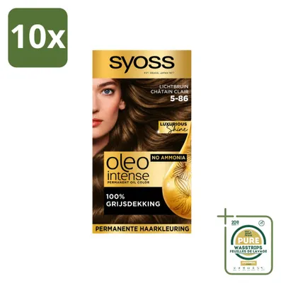 Productafbeelding van 10 x SYOSS Oleo Intense 5-86 Permanente Haarkleuring - Lichtbruin - Verpakking met 10 stuks