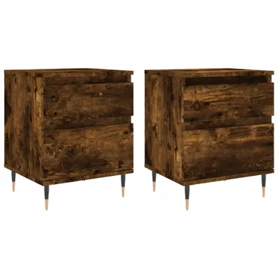 Produktbild von "2026 MODERNE"Nachttisch 2er Set, für Schlafzimmer - elegantes Design - Nachtkommode - Räuchereiche 40x35x50cm Holzwerkstoff - Nachttische & -schränke NeuMöbel493307