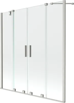 Produktbild von Mexen Velar Duo Badewannen-Faltwand 2-flüglig verschiebbar 150 x 150 cm, transparent, gebürsteter Nickel - 896-150-000-02-97