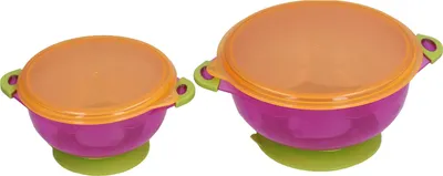 Produktbild von 2 Stück Kinder-Saugnapfschalen, Baby-Saugnapfschale mit Deckel für das Selbstfütterungstraining