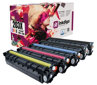 Produktbild von Inkdigo Tonerset CF540-543X für HP Color LaserJet Pro MFP M280nw, M281fdn, M281fdw, M281fw – CMYK,