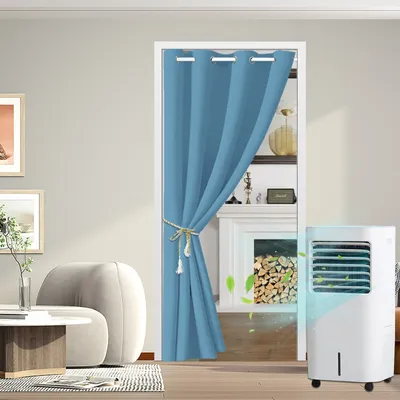 Produktbild von 132X203cm Verdunkelung Türvorhang mit Öse, Thermoisolierte Vorhänge, Blau