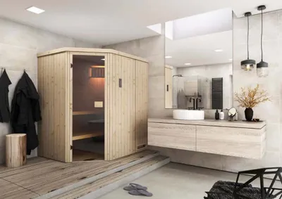 Produktbild von FinnTherm Innensauna Saunakabine Pearl 2 Sitzbänke Wandstärke 40 mm