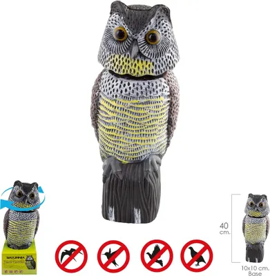 Produktbild von Vogel-/Vogelabwehr-Eule mit drehbarem Kopf 40 cm.