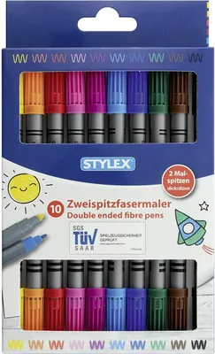 Produktbild von STYLEX Fasermalstifte Zweispitz 10 Stück